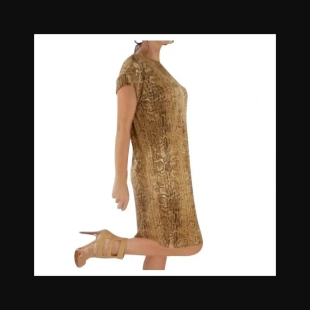 Tory Burch Gold Snakeskin Print Silk Dress Size S MSRP $398  /B20